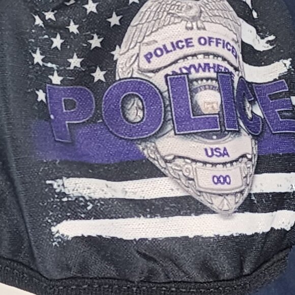 Purple White and Black Police Blue Line Support Reusable Washable Face Mask - Picture 2 of 16